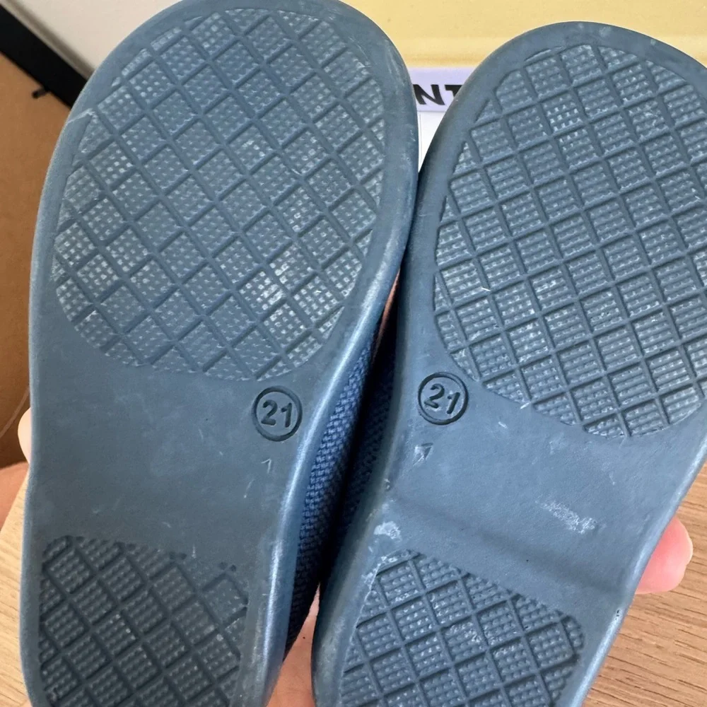 Kids Navy T-Strap Canvas Shoes
